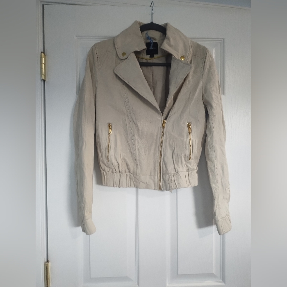 Women's Beige Leather Jacket